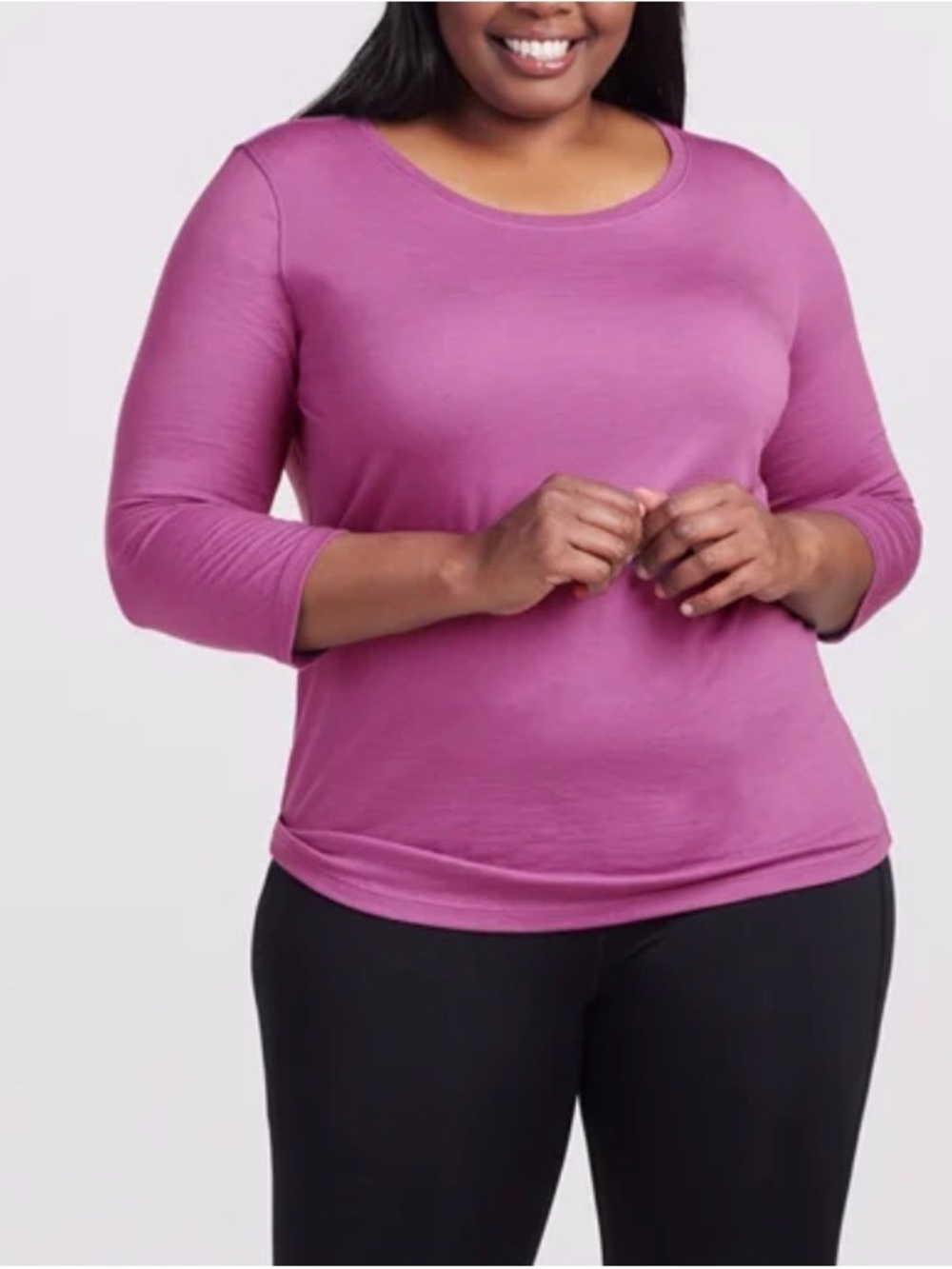 WoolX Merino Wool Jenny 3/4 Sleeve Tunic Top in Purple Wine Base Layer Hiking